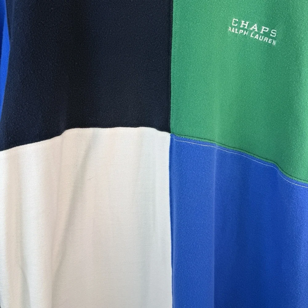 VTG Chaps ralph lauren polo 90S Color‎ Block Men's Medium Shirt Blue Y2K
